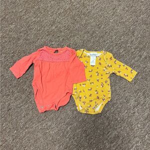 Coral and Yellow baby One Pieces 0/3month